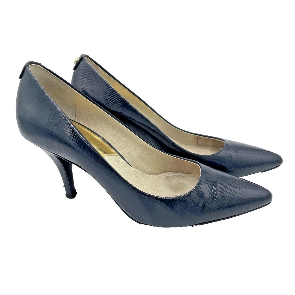 Womens Michael Kors Dorothy Flex Pump Patent Leather Size 7.5 Dark Blue Pointed